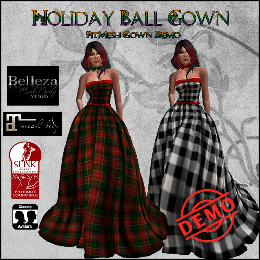 Second Life Marketplace Holiday Ball Gown DEMOS